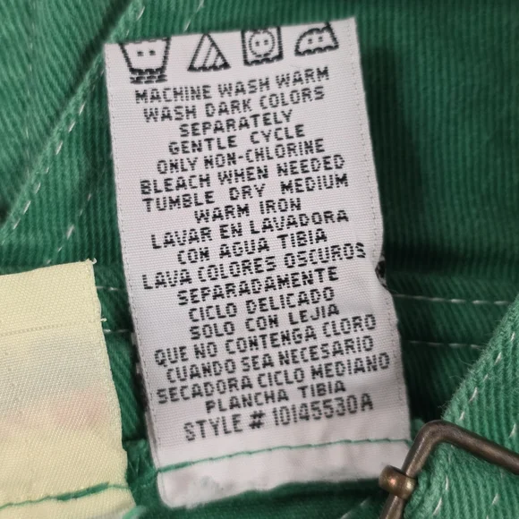 Vintage 90s Y2K Kids Green Dinosaur Denim Shortalls Boys 4T Cotton Overalls - Picture 9 of 9